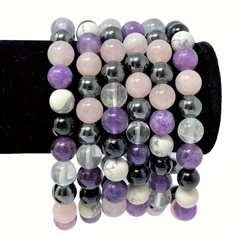 Stress Relief Bracelet Purple Black White Pink Natural Stone Bracelet For Women Gift