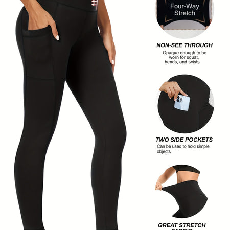 Solid Sporty High Waist Shaping Leggings, Comfy & Breathable Tummy Control Butt Lifting Leggings, Women's Underwear & Shapewear